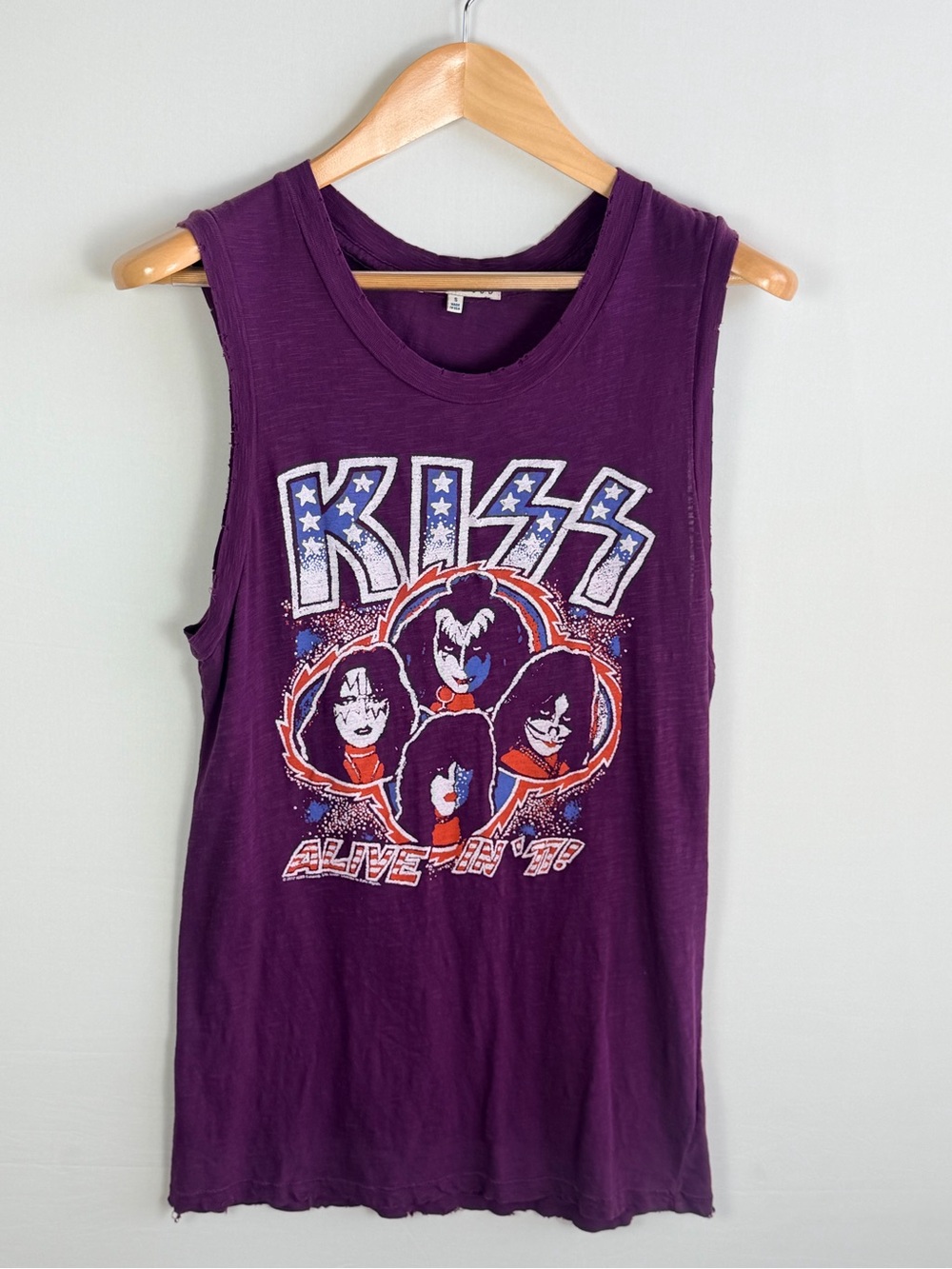 Junk Food KISS Alive in ’77 Maroon Muscle Tank Top Small Made in USA